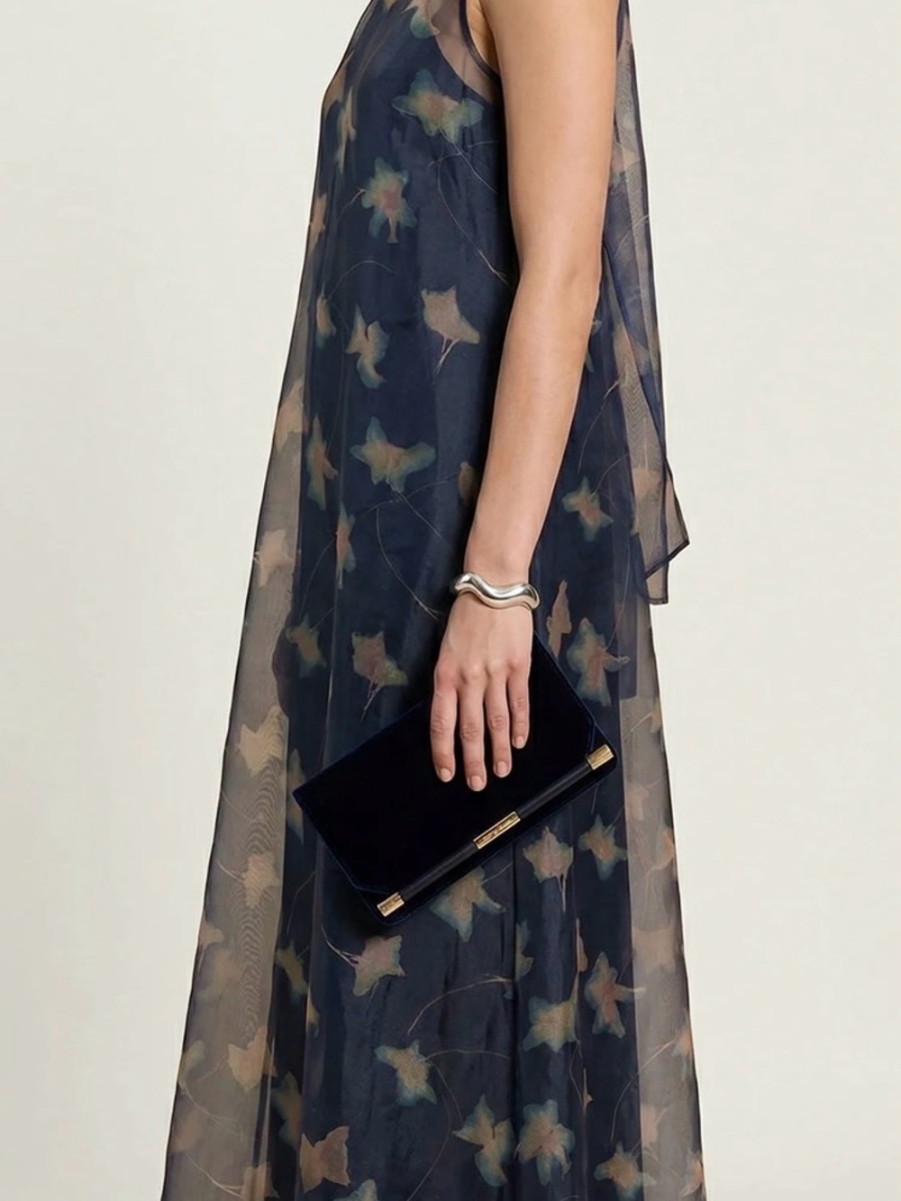 Few Moda Navy Sheer Floral Overlay Maxi Dress